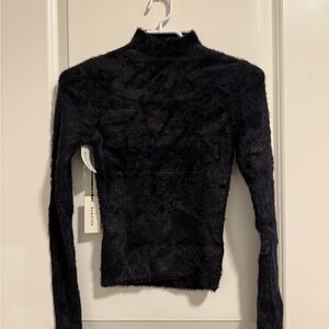 Babaton Black Fuzzy Turtleneck Sweater